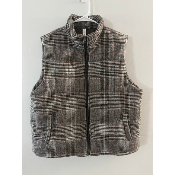 Grace + Karma Womens Plaid Puffer Vest Size XL Winter Zip Outdoors - Picture 1 of 5